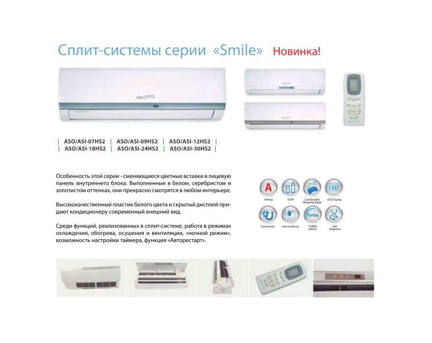 Сплит система AERONIK Smile ASI-24HS2/ASO-24HS2