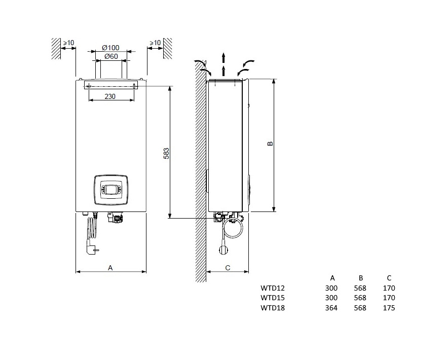 Газовый проточный водонагреватель Bosch WTD 12 AME (Therm 4000 S)