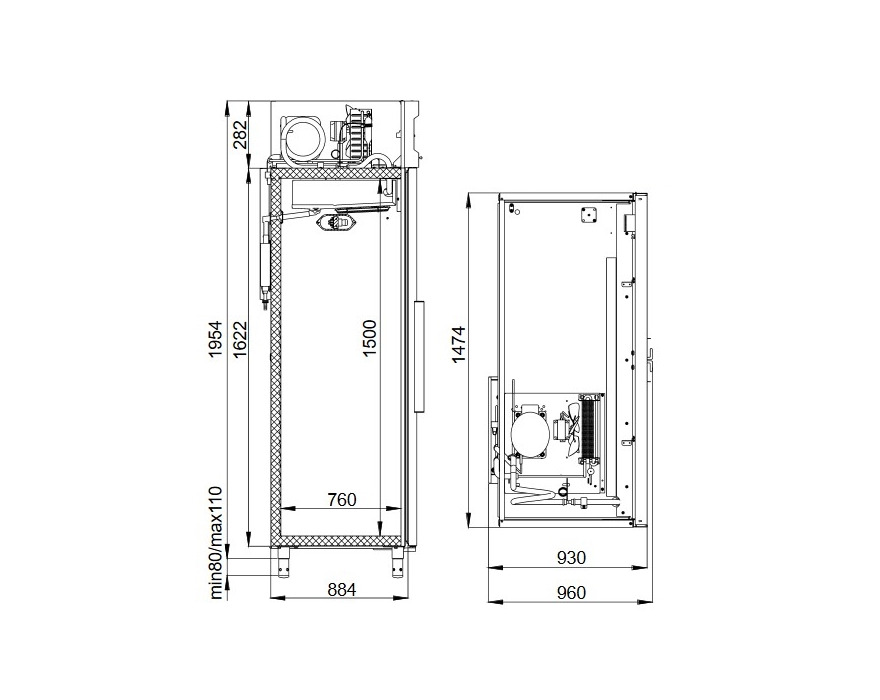 Низкотемпературный шкаф с металическими дверьми Polair CB114-S