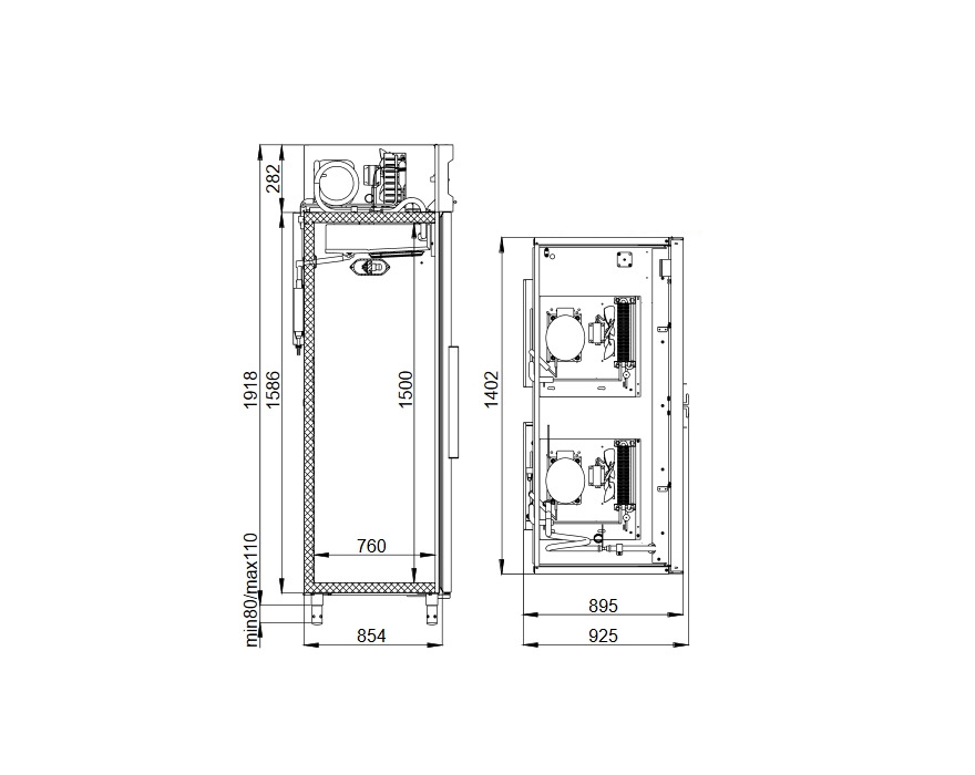 Комбинированный шкаф с металическими дверьми Polair CC214-S