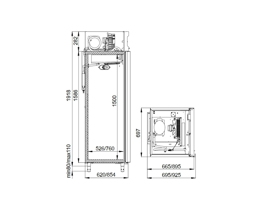 Универсальные шкафы с металическими дверьми Polair CV107-G