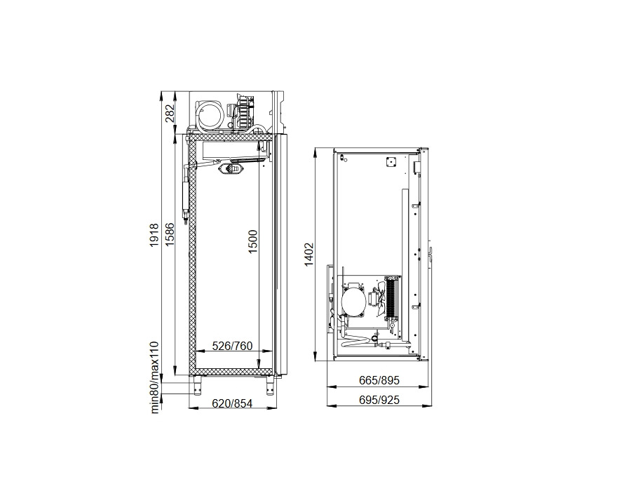 Универсальные шкафы с металическими дверьми Polair CV110-G