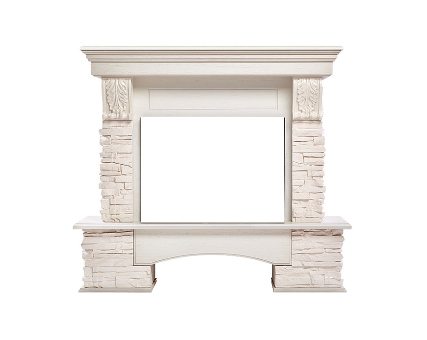 Декоративный Портал Pietra 25U (угловой) камень белый, шпон белёный дуб